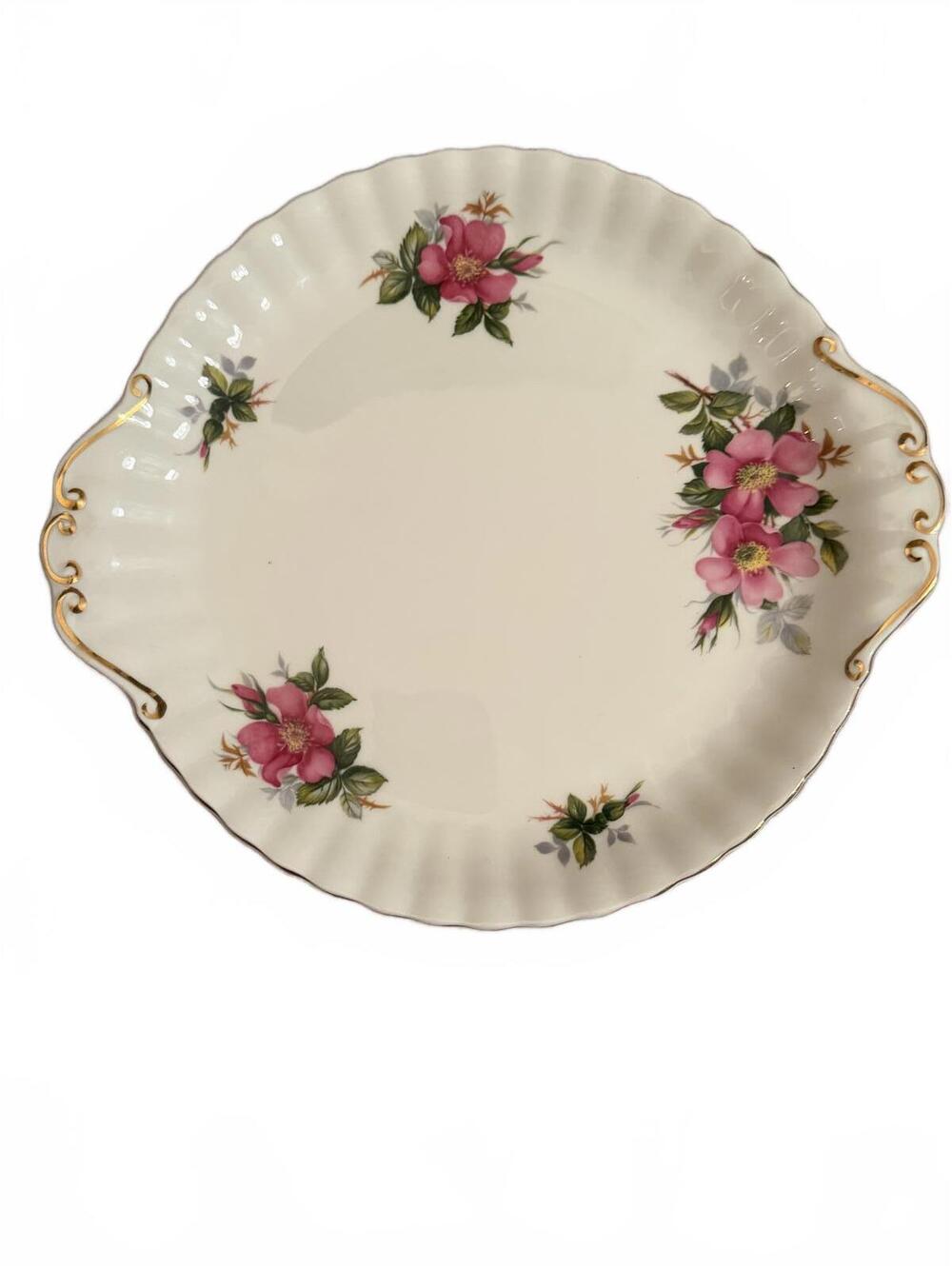 Vintage Cake Plate Royal Albert Prairie Rose Cake Dish 3